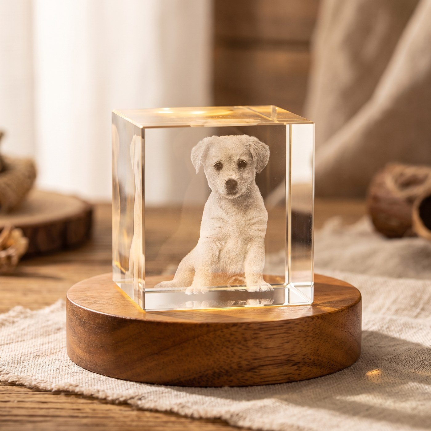 Personlig kristallhundlampa med 3D-foto