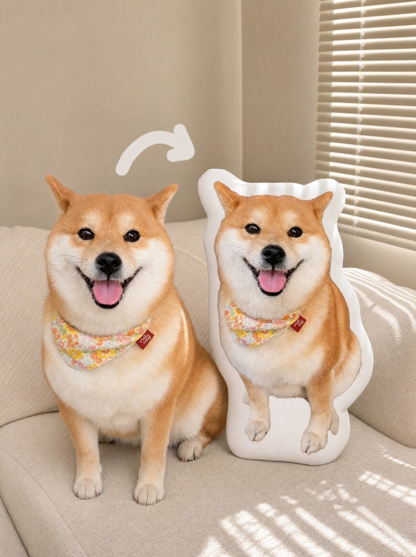Fotokudde som ser ut som hunden